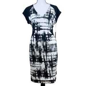 Tart Collections Bodycon Dress Black White Cocktail Abstract Print‎ Dress Size M